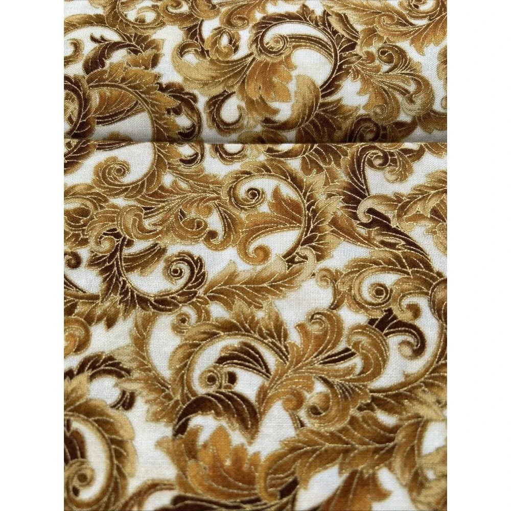 Peggy Toole Robert Kaufman Cotton Quilting Fabric Florentine Gold Scroll